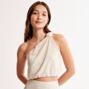 Abercrombie & Fitch Cream One-Shoulder Crop Top